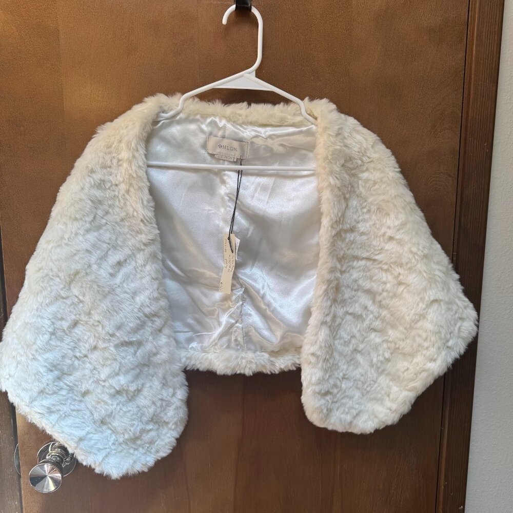 BHLDN Cream Faux Fur Wrap